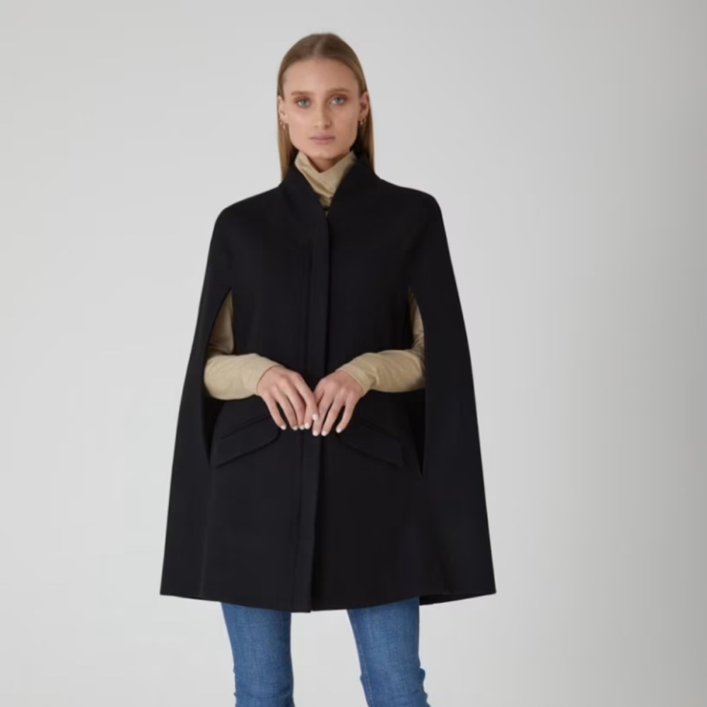 NWT Allora 'Chelsea' wool and cashmere black cape Sz US14/AU18